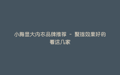 小胸显大内衣品牌推荐 - 聚拢效果好的看这几家 小胸显大内衣品牌推荐 - 聚拢效果好的看这几家