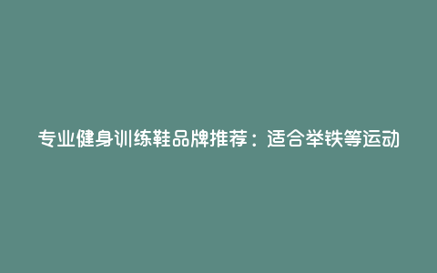 专业健身训练鞋品牌推荐:适合举铁等运动 专业健身训练鞋品牌推荐:适合举铁等运动