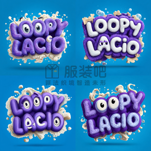 整体材料是肥皂,带有紫色粗体文字“LOOPY LACIO 整体材料是肥皂,带有紫色粗体文字“LOOPY LACIO