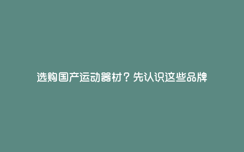 选购国产运动器材?先认识这些品牌 选购国产运动器材?先认识这些品牌