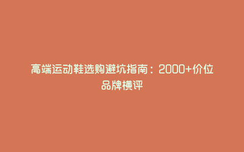 高端运动鞋选购避坑指南:2000+价位品牌横评 高端运动鞋选购避坑指南:2000+价位品牌横评