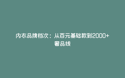内衣品牌档次:从百元基础款到2000+奢品线 内衣品牌档次:从百元基础款到2000+奢品线
