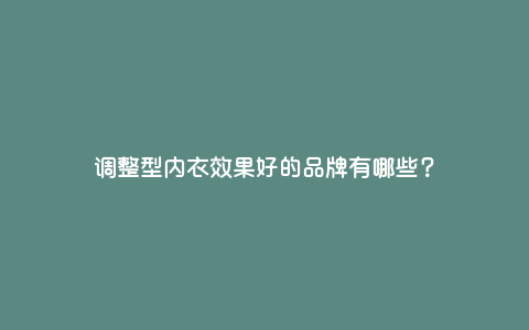 调整型内衣效果好的品牌有哪些? 调整型内衣效果好的品牌有哪些?