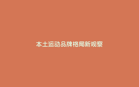 本土运动品牌格局新观察 本土运动品牌格局新观察