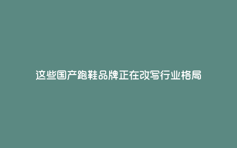 这些国产跑鞋品牌正在改写行业格局 这些国产跑鞋品牌正在改写行业格局
