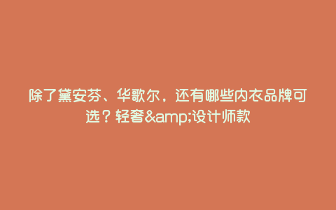 除了黛安芬、华歌尔,还有哪些内衣品牌可选?轻奢&设计师款 除了黛安芬、华歌尔,还有哪些内衣品牌可选?轻奢&设计师款