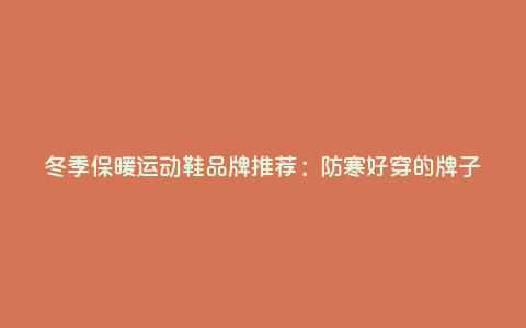 冬季保暖运动鞋品牌推荐:防寒好穿的牌子 冬季保暖运动鞋品牌推荐:防寒好穿的牌子