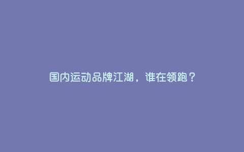 国内运动品牌江湖,谁在领跑? 国内运动品牌江湖,谁在领跑?
