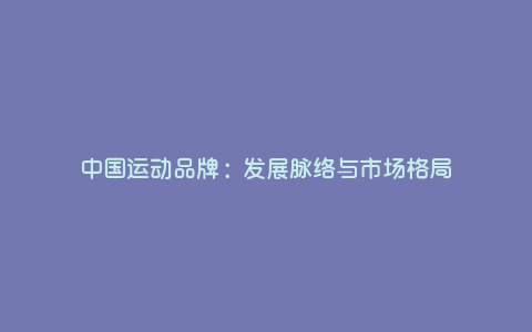 中国运动品牌:发展脉络与市场格局 中国运动品牌:发展脉络与市场格局