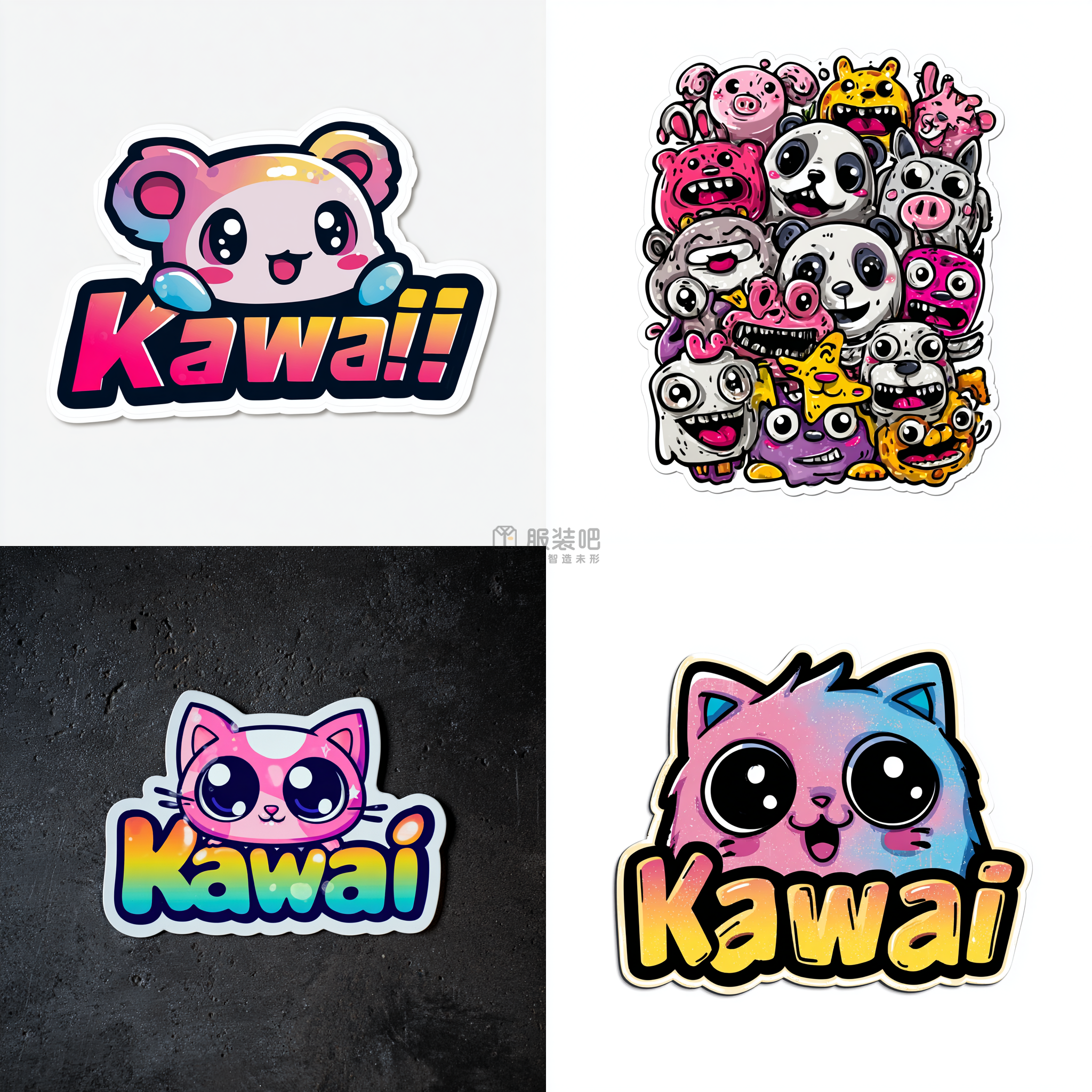 可爱爆炸!Kawaii动物矢量图(萌系卡通贴图T恤印花素材下载PNG格式商用设计素材)